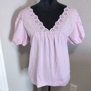 J. Crew Factory Lavander Puff Sleeve Ruffled Blouse